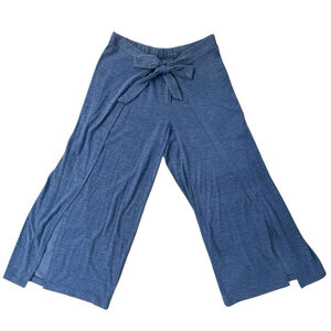 I.N. San Francisco Tie Front Elastic Spit Hem Leg Blue Pants Size Small Cozycore